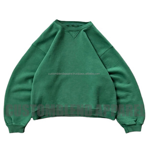 Manga holgada OEM Vintage cuello redondo de gran tamaño recortada Drop Boxy-Fit 100% algodón Super suave sudaderas con capucha y sudaderas. - Product Image 4