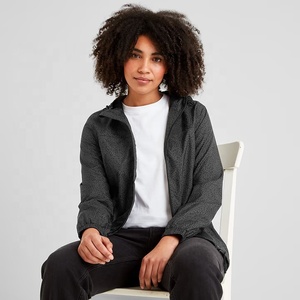Veste bomber coupe-vent imperméable pour femme, à capuche, fermeture éclair, légère, en nylon/coton, pour les voyages en plein air - Product Image 5