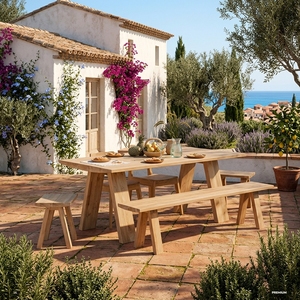 Solid teak wood garden dining bench premium outdoor wooden picnic seat sturdy backyard patio <b>kitchen</b> furniture a frame <b>leg</b> <b>unit</b> - Product Image 5