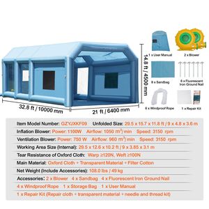 Cabina Gonfiabile Portatile per Verniciatura con Potenti Ventilatori da 1100W+750W, 32.8 X 21 X 14.8 ft, Purificatore d'Aria Certificato ISO - Product Image 4