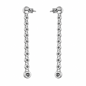 Elegant White Plated 925 Sterling Silver Trendy Round Brilliant Cut Design <b>Moissanite</b> Long Tassel <b>Earrings</b> - Product Image 4
