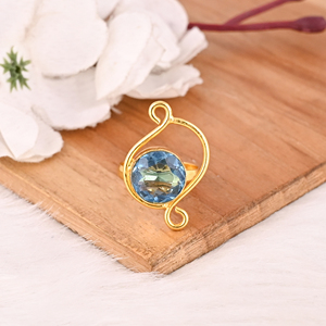 Blue Topaz Hydro <b>Adjustable</b> <b>Ring</b> Handmade Gemstone Jewelry for Women - Product Image 2