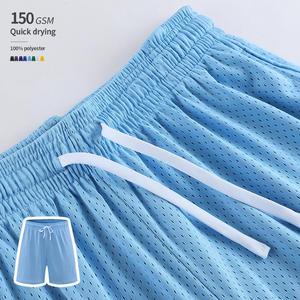 Quick-Drying Breathable Double <b>Layer</b> Mesh Fabric Eco-Friendly Anti-Wrinkle Drawstring Closure <b>Mid</b> Waist Men's Casual Shorts - Product Image 1