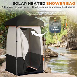 Black Portable <b>Camping</b> Shower Tent with Solar Shower Bag Removable Floor Carrying Bag-for Privacy Shelter - Product Image 4
