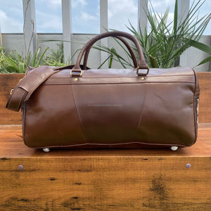 Nueva llegada 2025 diseño a cuadros bolso de lona de cuero de vaca a mano 2 piezas conjuntos combinados bolsa de viaje de gran capacidad para Unisex - Product Image 5