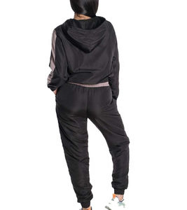 Women Color Blocking <b>Tracksuit</b> Full Length Loose Fit <b>Y2K</b> Style Turn-down Collar Elastic Waist Side Pockets Spring Wear - Product Image 2