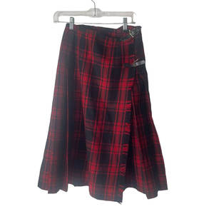 Falda Escocesa Tartán Roja de Lana para Mujer, Estilo Vintage de los 90, Personalizada OEM ODM - Product Image 1