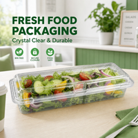 Boîte d'emballage en plastique transparent recyclé sur mesure, contenants alimentaires jetables pour sushis, salades, gâteaux