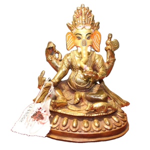 Statue religieuse indienne de haute qualité fabriquée à la main Sculpture en métal en Bronze tibétain d'artefacts bouddhistes de finition Antique Ganesha - Product Image 6