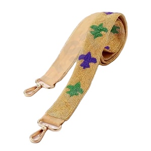 Sangles de sac de perles de rocaille en or blanc personnalisées de couleur dorée 'Hook Em Horns' Accessoire à la mode Sangle de sac à main perlée - Product Image 1