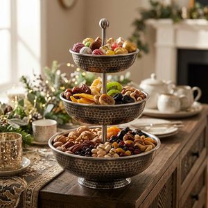 Handmade SS304 Antique Steel Buffet <b>Riser</b> 30 cm Kalash Tiered Bowl Server for Home Decor Hotel Wedding-Food Safe Material - Product Image 2