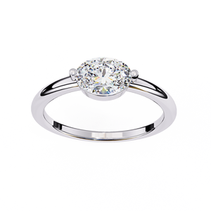Bague de fiançailles ovale East West avec diamant de laboratoire de 1 carat, or 14 carats, rapport IGI, diamant VS DEF pour anniversaire, mariage - Product Image 6