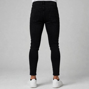Jeans de Mezclilla Negros para Hombre, Corte Recto, Cintura Media, Estilo Hip Hop, Casual, de Algodón, para Otoño - Product Image 2