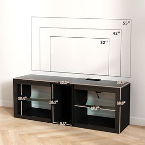 Mobile TV Nero con Luci LED, 5 Vani Portaoggetti, Prese di Corrente e Ripiani Regolabili - Mobile TV per TV Fino a 55 Pollici - Product Image 3