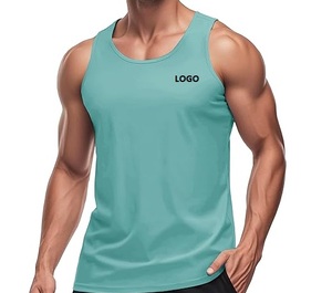 Camiseta sin mangas personalizada con logotipo para hombre, transpirable, de secado rápido, chaleco muscular para gimnasio, entrenamiento y fitness. - Product Image 1