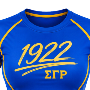 Camiseta Deportiva de Compresión Personalizada SGRHO para Mujer, Sigma Gamma Rho, Sororidad Griega, Elástica, Manga Corta, para Entrenamiento - Product Image 3