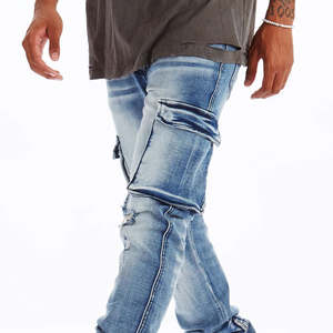 Jeans de Diseñador para Hombre, Corte Slim Fit, al por Mayor, de Alta Calidad, a la Moda, Negros, Estilo Biker, Cintura Media, Ropa Urbana - Product Image 6