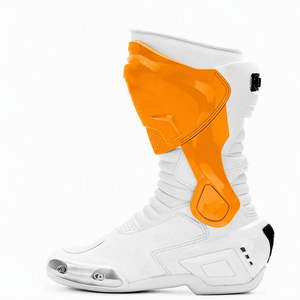 Bottes de moto en cuir microfibre, semelle extérieure en caoutchouc, fermeture éclair latérale, résistantes à l'abrasion, équipement de protection pour motards, mi-mollet - Product Image 3