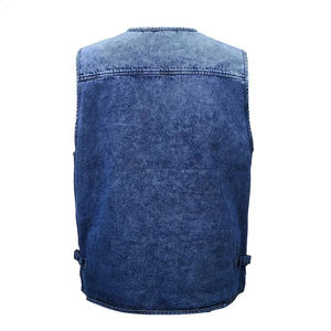 Chaleco Vaquero para Hombre, Cuello en V, Color Sólido, Informal, Cierre de un Botón, Tejido de Algodón Transpirable, Calefactable para Invierno, Protección Anti-UV - Product Image 2
