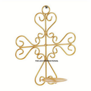 Appliques murales décoratives d'intérieur en métal de qualité supérieure, design floral unique, avec support pour bougie en béton haut de gamme au design attrayant - Product Image 2