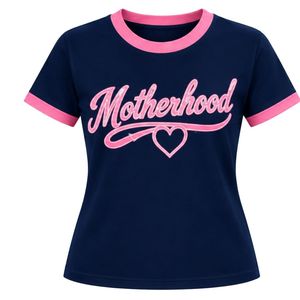 Camiseta de punto con cuello redondo y manga corta para mujer, con estampado gráfico de letras, informal, para el día a día, de Jack and Jill Motherhood - Product Image 1