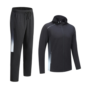 Men's <b>Navy</b> Hooded Tracksuit Full Zip Sweatshirt With Side Pockets Solid Color Sporty Casual Wear Polyester Material Autumn Style - Product Image 6