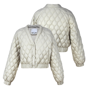 Chaqueta Acolchada Ligera para Mujer, Estilo Bomber, con Botones Frontales, Acolchado en Forma de Diamante, para Invierno, Venta al Por Mayor - Product Image 2