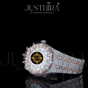 Reloj de lujo resistente al agua con esfera bicolor y diamantes, para hombre, con engaste completo de moissanita, estilo hip hop, correa de acero inoxidable. - Product Image 2