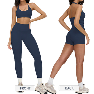 Ensemble 4 pièces sans couture pour femme : soutien-gorge de sport, legging côtelé taille haute, pantalon de yoga à séchage rapide et haut de gamme pour le fitness - Product Image 2