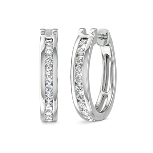 Writing 925 <b>Sterling</b> <b>Silver</b> Lab Grown Diamond Hoop <b>Earrings</b> Round Cut Channel Setting Oval <b>Huggie</b> Jewelry Womens Fine Acces - Product Image 4