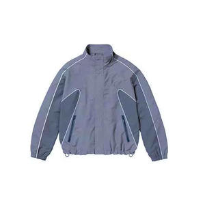 Ensemble de survêtement coupe-vent pour homme : veste et pantalon amples, légers, avec logo personnalisé, tenue de sport décontractée, design contrastant, coupe-vent, style urbain - Product Image 4