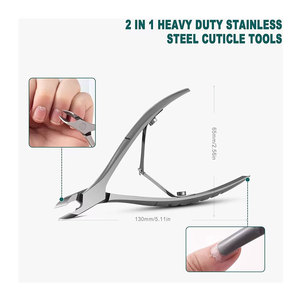 Coupe-ongles et repousse-cuticules 2-en-1 en acier inoxydable robuste avec repousse-cuticules antidérapant pour les doigts - Product Image 2