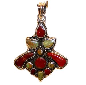 Bijoux Vintage du Népal fabriqués à la main pierres précieuses corail rouge pendentif Offre Spéciale femmes bijoux cadeau personnalisé fête argent 925 bande OEM - Product Image 1