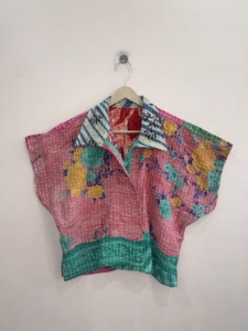 Bohemian Hippie Style Handmade Kantha Crop <b>Jackets</b> Poncho Boho Top - Product Image 4