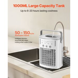 Raffrescatore d'Aria Evaporativo Portatile 4 in 1, Mini Condizionatore a 3 Velocità con Telecomando e 3 Livelli di Nebulizzazione, Silenzioso - Product Image 3
