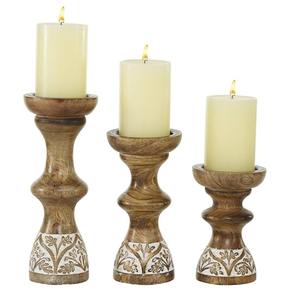 Support à bougie en bois artisanal, décoration rustique pour la maison, porte-bougie moderne minimaliste pour centre de table de mariage - Product Image 5