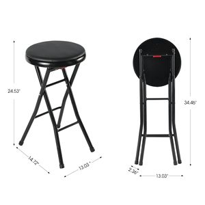 Modern Vinyl Padded Folding Counter <b>Stool</b> Black Set of 2 for <b>Dining</b> or Hotel - Product Image 5
