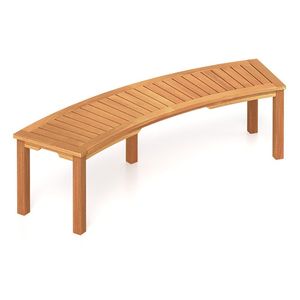 Banc de jardin incurvé en bois d'acacia avec assise à lattes pour foyer extérieur - Product Image 3