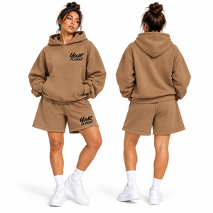 Conjunto de Sudadera con Capucha y Pantalones Cortos para Mujer, de Alta Calidad, Cómodo, Deportivo e Informal, Conjunto de Dos Piezas - Product Image 5