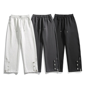 High Quality Men Casual Breathable Flared <b>Trousers</b> <b>Elastic</b> <b>Waist</b> 100% Cotton Reasonable Price Flared Pant - Product Image 4