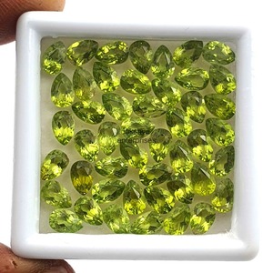 พลอยเพอริดอทดิบรูปทรงลูกแพร์ขนาด 6 มม. 8 มม. สีเขียวเจียระไน ขายส่งจำนวนมากสำหรับผู้ผลิตเครื่องประดับ - Product Image 3
