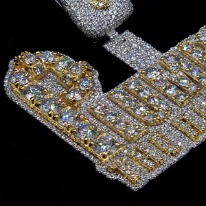 Customized Personal Rapper 3D Jewelry 925 <b>Silver</b> Two Tone <b>Pendant</b> Fully Iced Out Moissanite Letter <b>Initial</b> Hip Hop <b>Pendant</b> Men's - Product Image 3