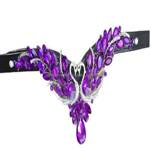 Cadena de Cristales Grandes Dorados y Plateados Personalizada de Lujo, Brillante, 100% Cuero Negro Genuino, Banda para la Frente del Caballo - Product Image 2