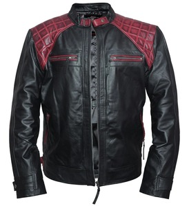 Rollins Style Black And Maroon Genuine Leather <b>Jacket</b> Men <b>Biker</b> <b>Jacket</b> - Product Image 4