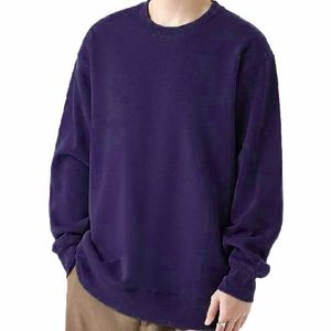 เสื้อสเวตเชิ้ตผู้ชายสีน้ำตาล คอกลม ผ้าฝ้ายถัก 100% ทรงโอเวอร์ไซส์ สีพื้น แขนยาว สไตล์ลำลอง สำหรับฤดูใบไม้ร่วง - Product Image 3