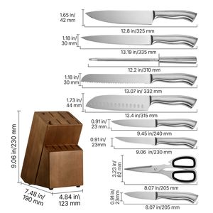 Set di 15 Coltelli da Cucina in Acciaio Inossidabile Tedesco ad Alto Contenuto di Carbonio con Affilatore, 67 Strati Damasco, Posacenere e Coltelli di Alta Qualità - Product Image 5