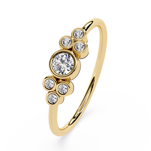 Anillo de compromiso y boda de lujo para mujer, de oro sólido de 18 quilates, con diamantes naturales auténticos de corte redondo, diseño minimalista y claridad VVS. - Product Image 6