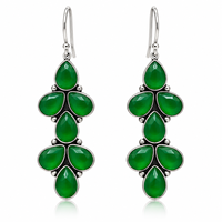 Boucles d'oreilles pendantes en argent oxydé multi-pierres, motif floral, pour femmes, bijoux en gros