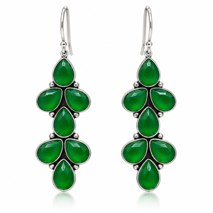 Boucles d'oreilles pendantes en argent oxydé multi-pierres, motif floral, pour femmes, bijoux en gros - Product Image 6
