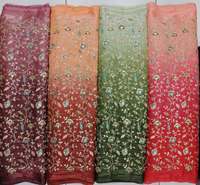 Tela de Chifón de Lujo con Bordado de Patrones Cuadrados, Lentejuelas Coloridas, Transpirable, Ecológica, 100% Poliéster, Premium para Novias y Bodas